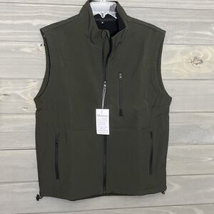 Msmsse Lightweight Soft shell Mens Vest M Olive Green Outdoor Golf Work Hiking